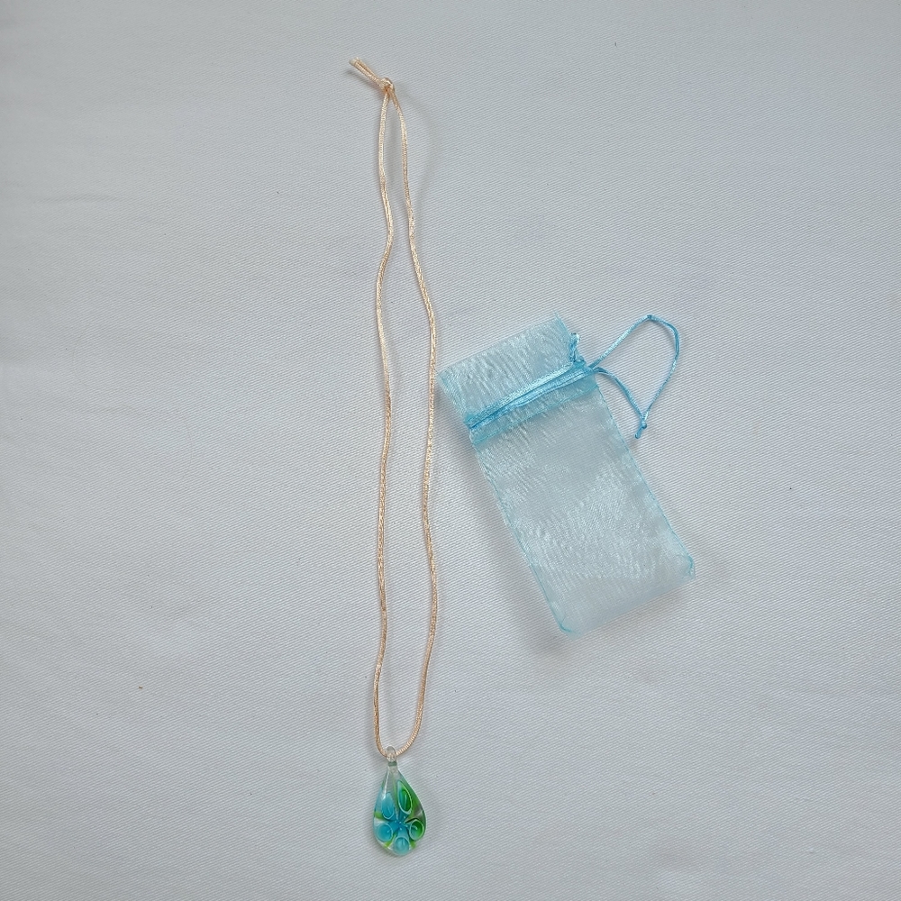 Blooming Blue And Green Pendant Necklace